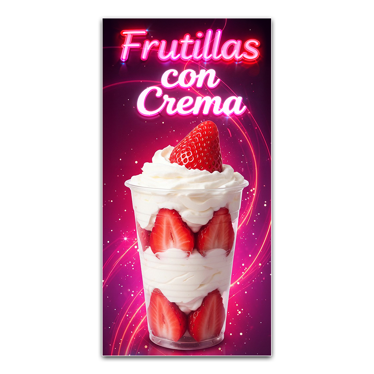 gráfica frutillas con crema – pendón gastronómico – impresión 50x10