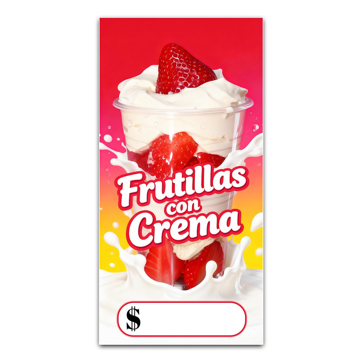 anuncio frutillas con crema – pendón 50x100 – cartel de postres